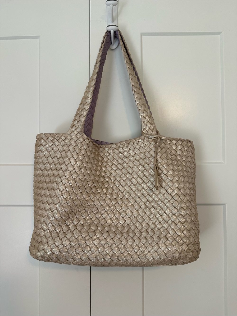 Shiraleah Metallic‎ Beige Woven Tote